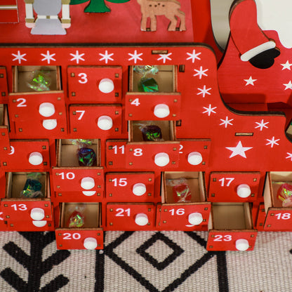 Christmas Sleigh Advent Calendar Red - 36cm