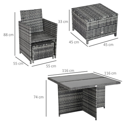 8 Seater Rattan Dining Set Garden Furniture Cushion Seat Woven Rattan Grey