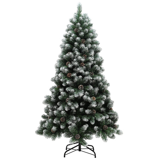 6ft Pinecone Christmas Tree Artificial - White Frosted Green  774 Tips