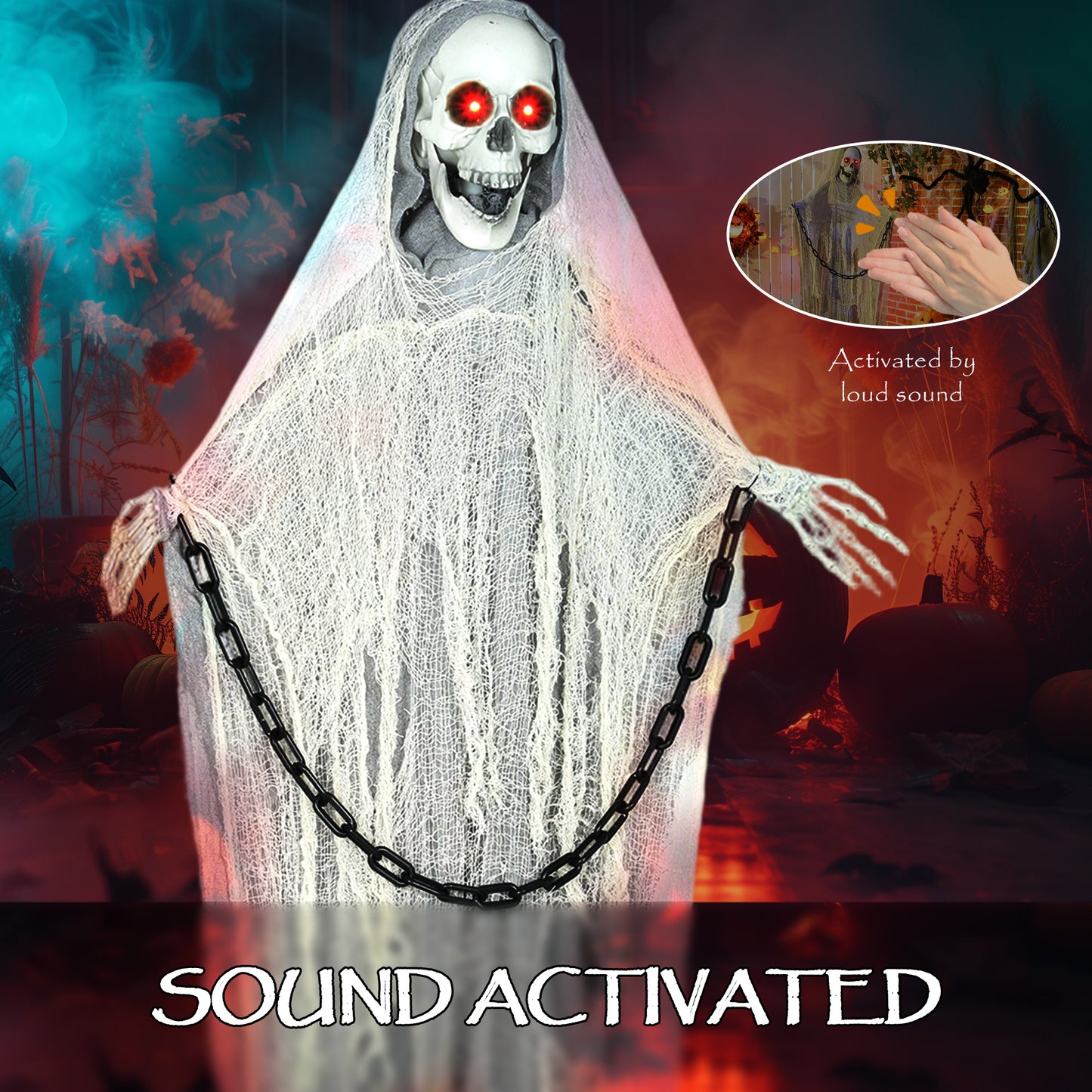 Animated Grim Reaper Halloween Decoration - 183cm