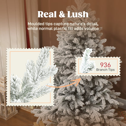 5ft Christmas Tree Artificial - White Frosted Green  936 Tips