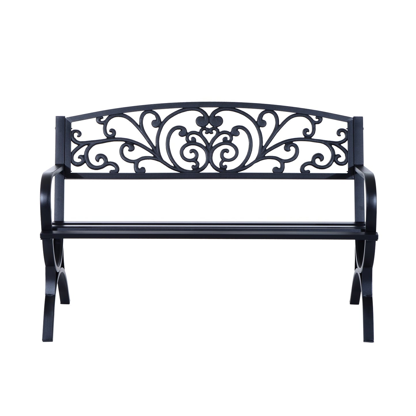 Outsunny 127L X 60W X 85H cm Powder Coated Garden Bench For Patio Backyard Steel-Black