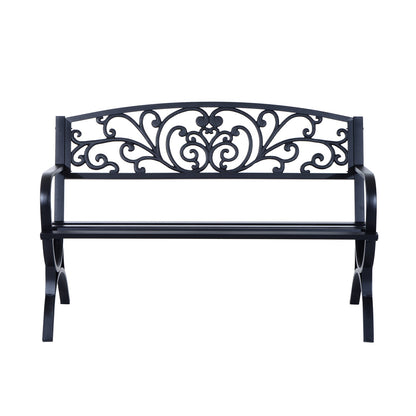 Outsunny 127L X 60W X 85H cm Powder Coated Garden Bench For Patio Backyard Steel-Black