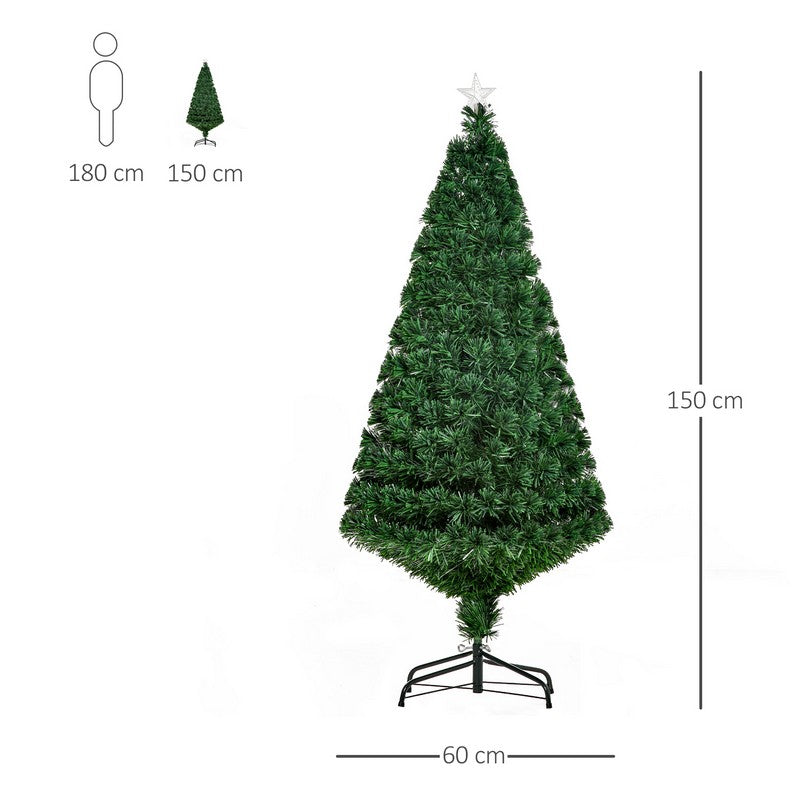 5FT Pre-Lit Fibre Optic Artificial Christmas Tree Holiday Xmas Décor with Tree Topper Multi-Colour