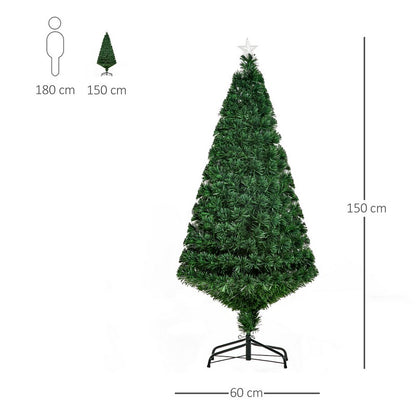 5FT Pre-Lit Fibre Optic Artificial Christmas Tree Holiday Xmas Décor with Tree Topper Multi-Colour