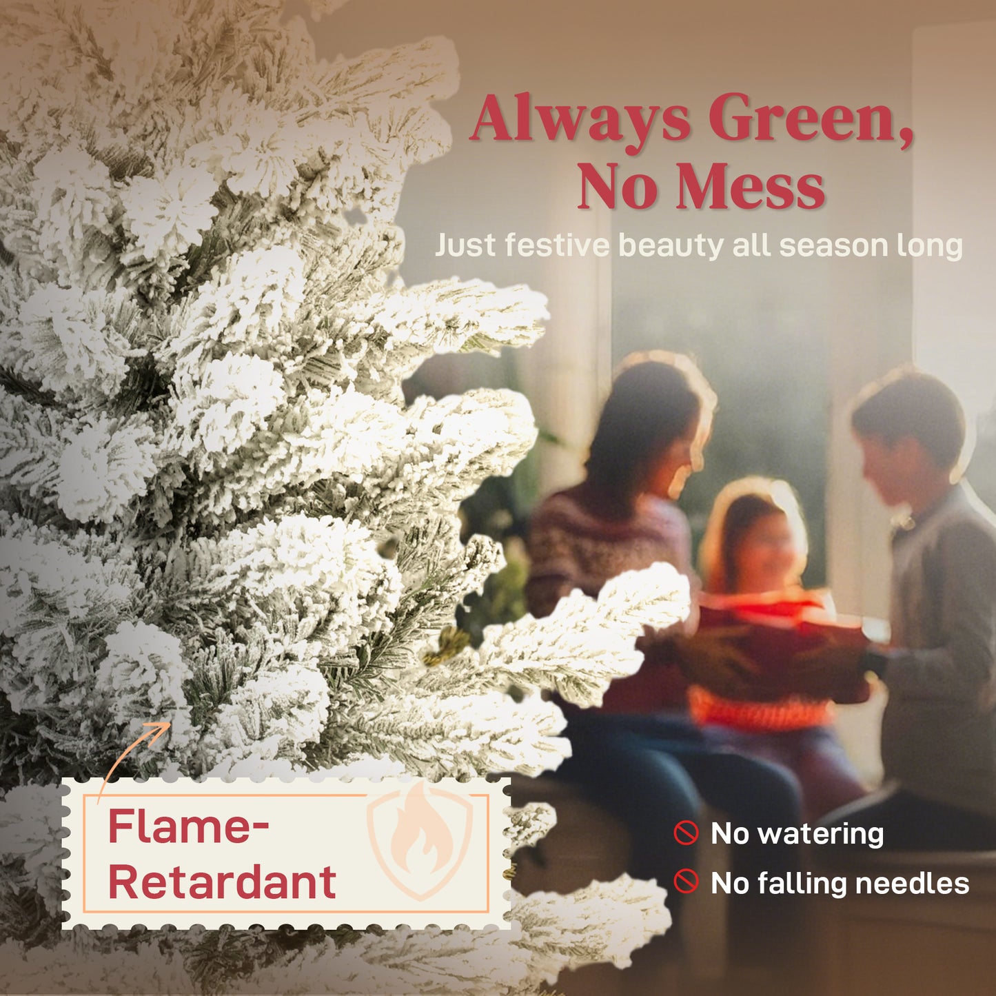 7ft Christmas Tree Artificial - White Frosted Green Slim  972 Tips