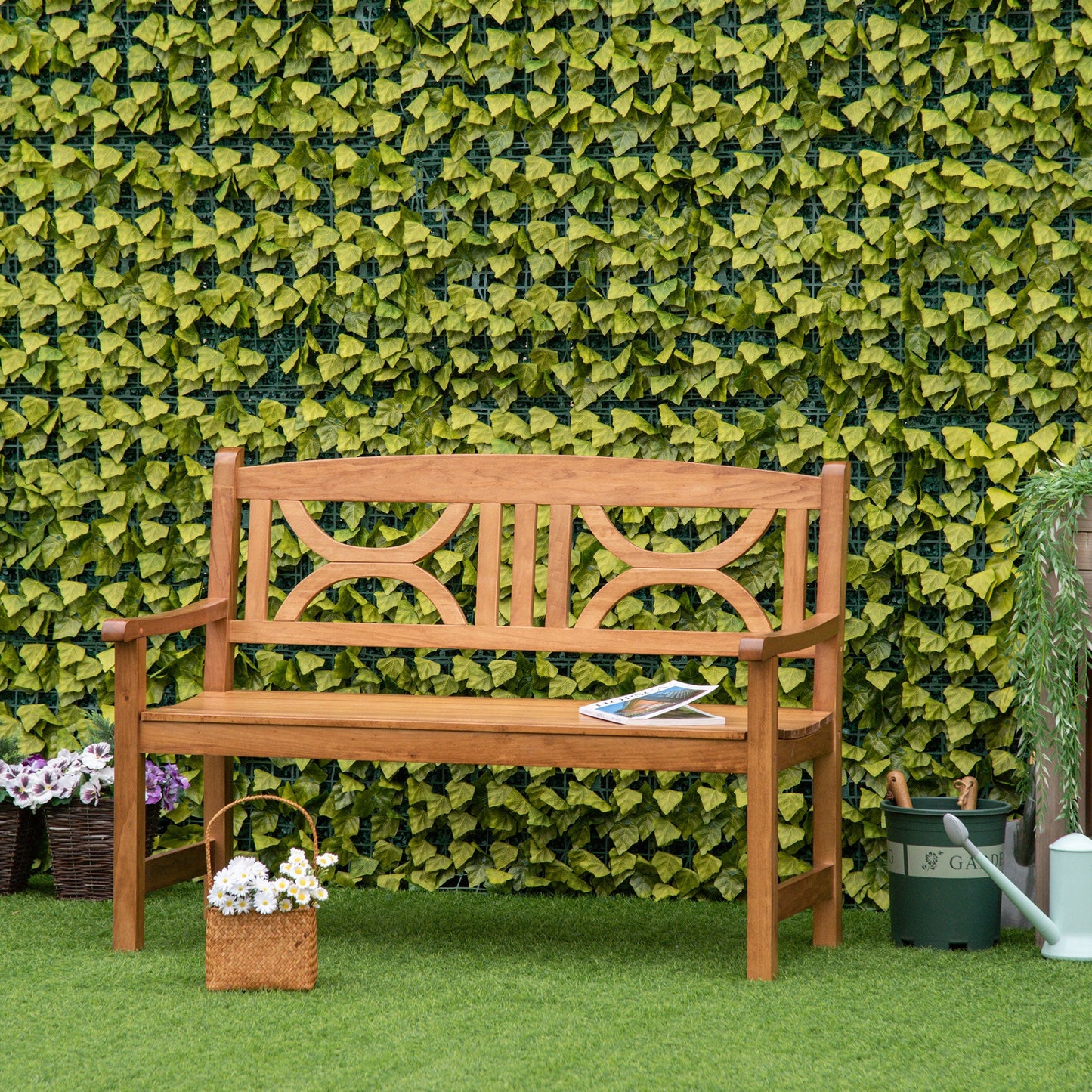 2 Seater Wooden Garden Bench Outdoor Patio Loveseat for Yard