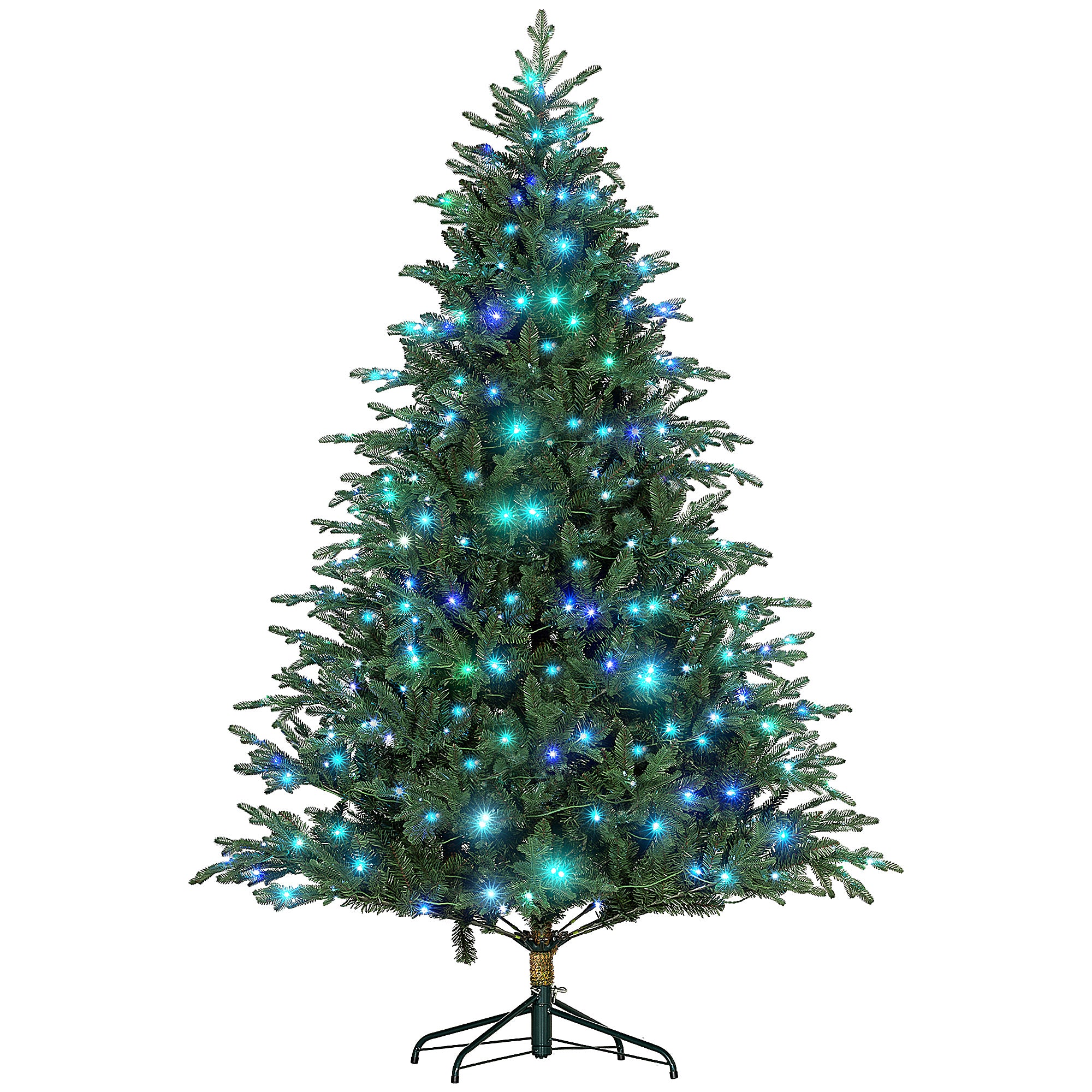 7ft Prelit Christmas Tree Artificial Dark Green with LED Lights Mult