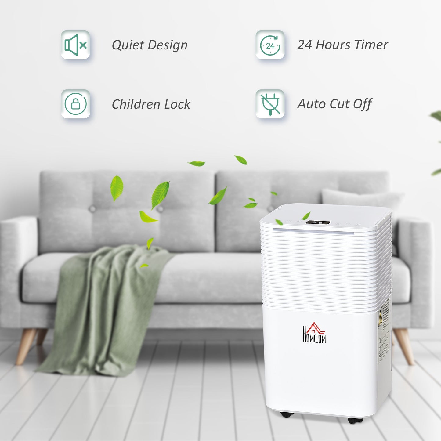 12L/Day 2000ML Portable Electric Quiet Dehumidifier for Home Laundry Room