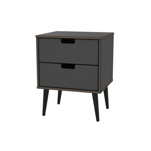 Shanghai B Bedside Table Dark Grey 2 Drawers 45cm