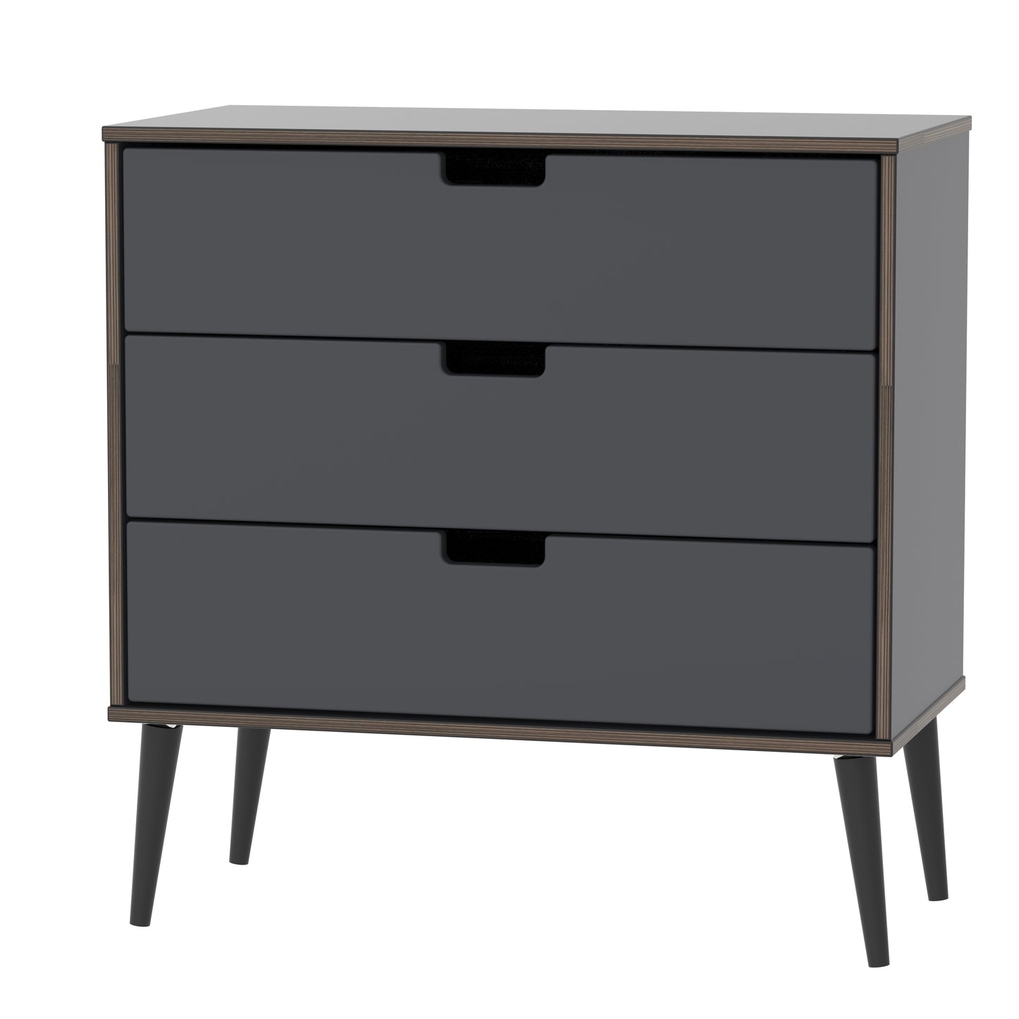 Shanghai B Chest of Drawers Dark Grey 3 Drawers 77cm