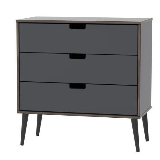 Shanghai B Chest of Drawers Dark Grey 3 Drawers 77cm