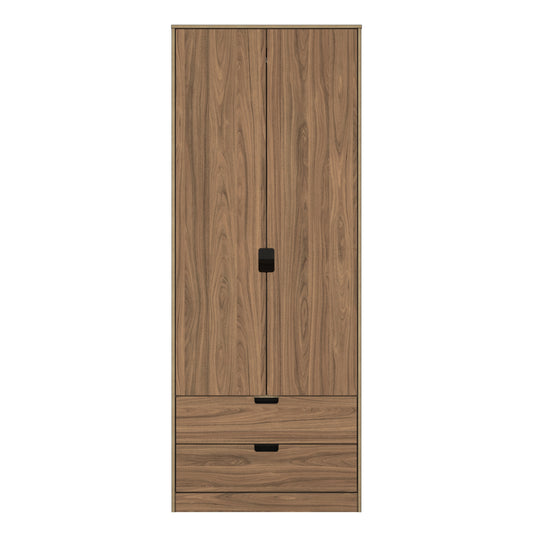 Shanghai B Tall Wardrobe Dark Walnut 2 Drawers 77cm