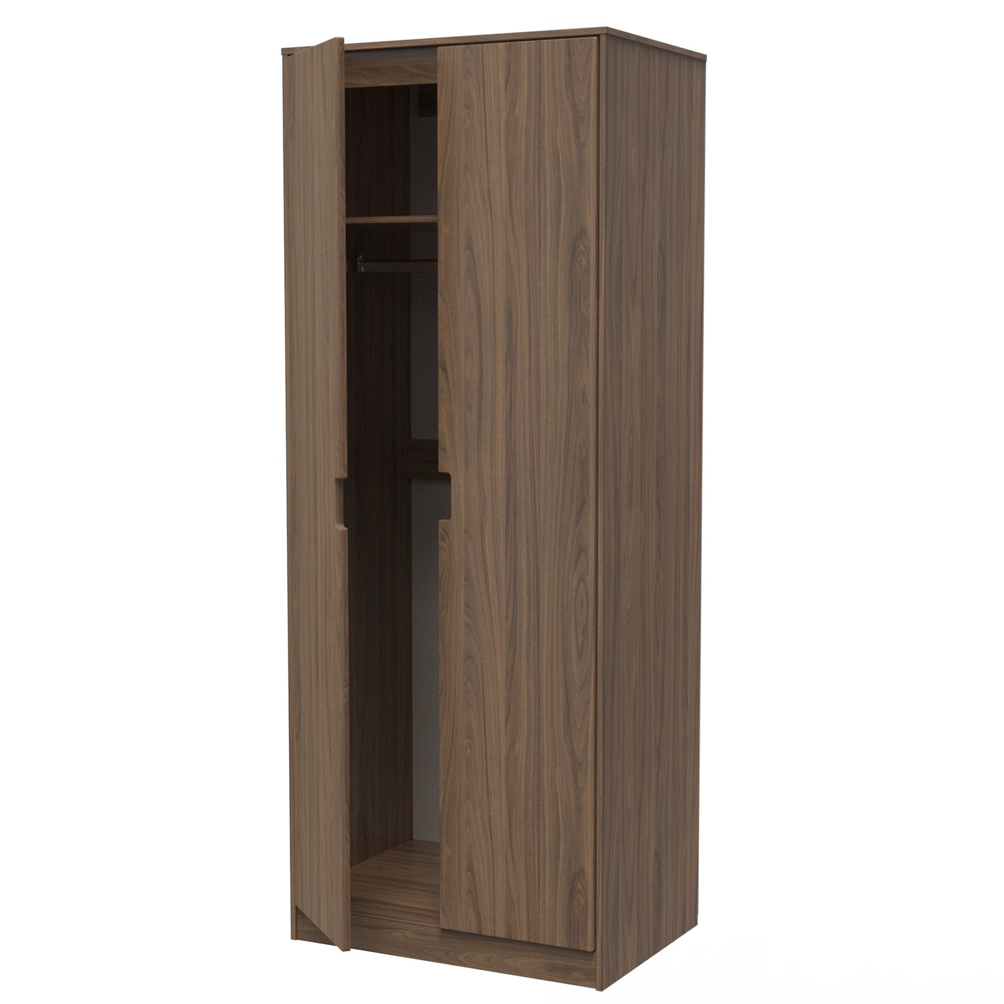 Shanghai C Tall Wardrobe Dark Walnut 1 Shelf 77cm