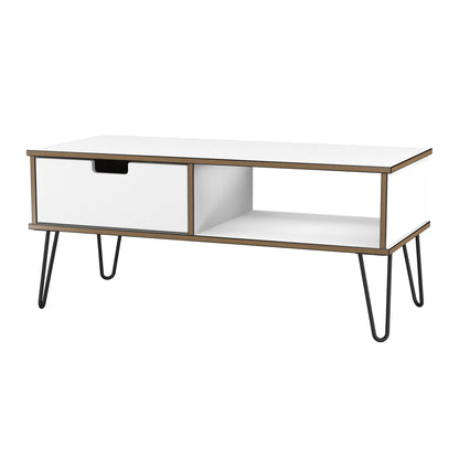 Shanghai C Coffee Table White 1 Shelf 1 Drawer 92cm