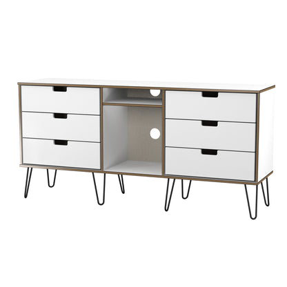 Shanghai C Large Sideboard White 2 Shelves 6 Drawers 152cm