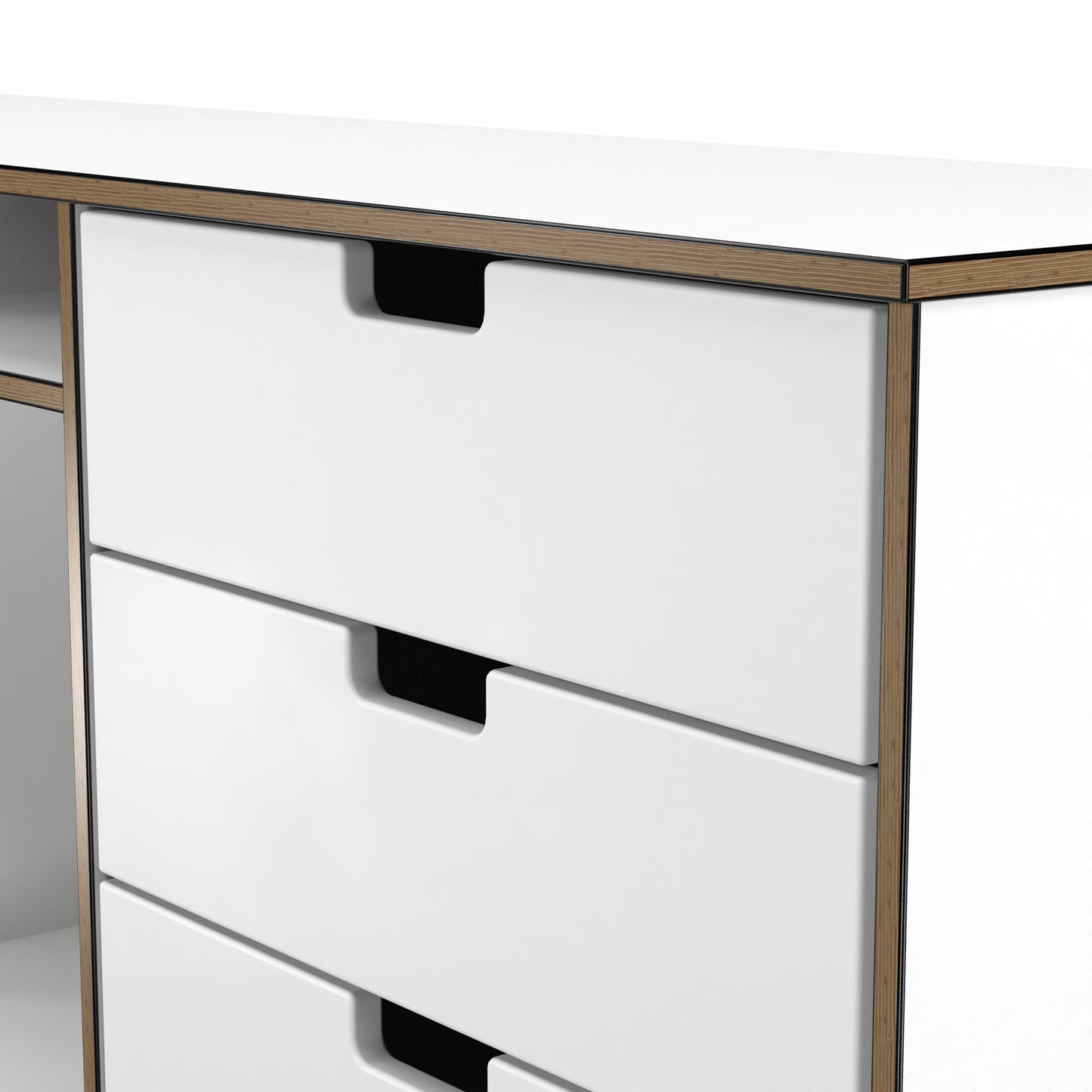 Shanghai C Large Sideboard White 2 Shelves 6 Drawers 152cm