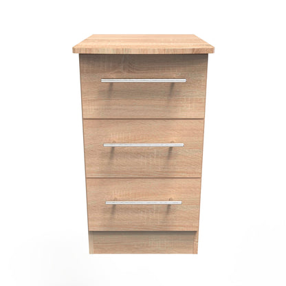 Sherwood Bedside Table Light Oak 3 Drawers 40cm