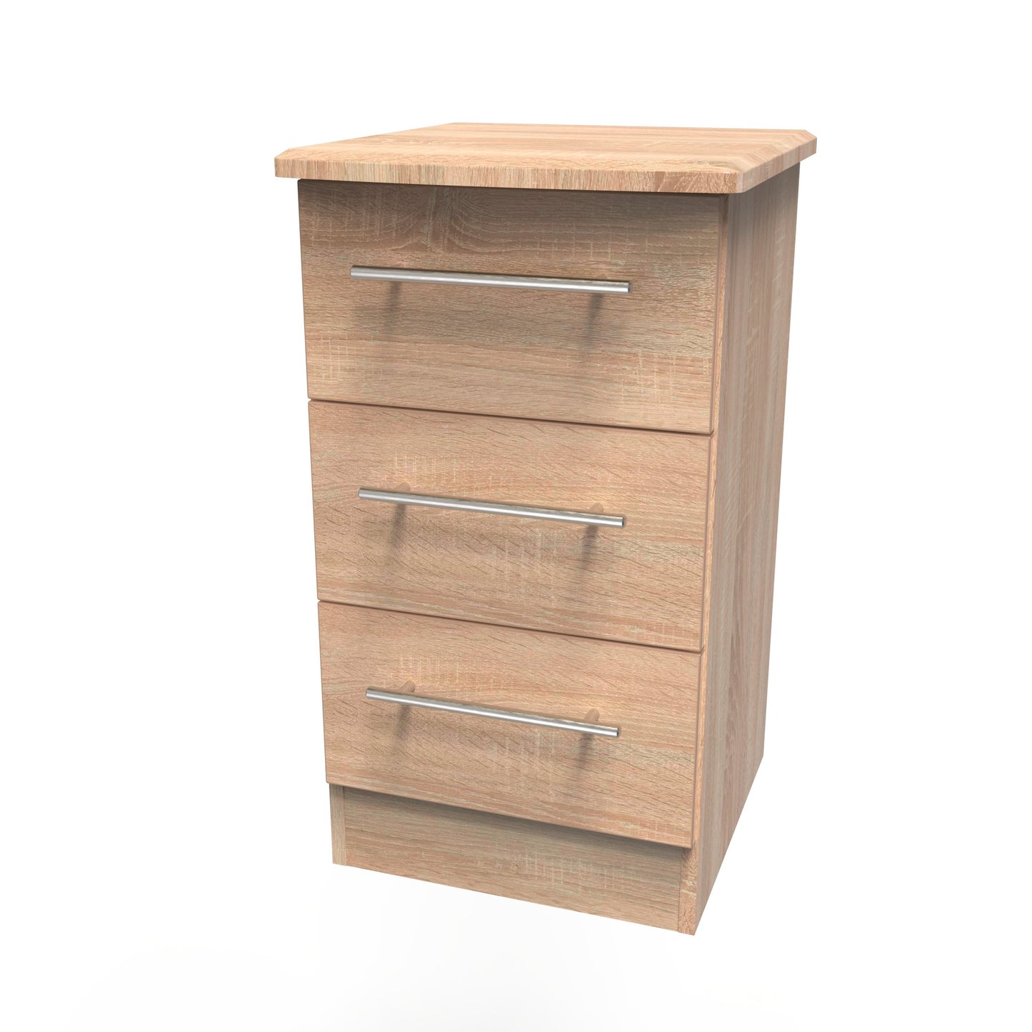 Sherwood Bedside Table Light Oak 3 Drawers 40cm