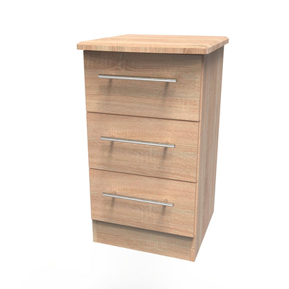 Sherwood Bedside Table Light Oak 3 Drawers 40cm