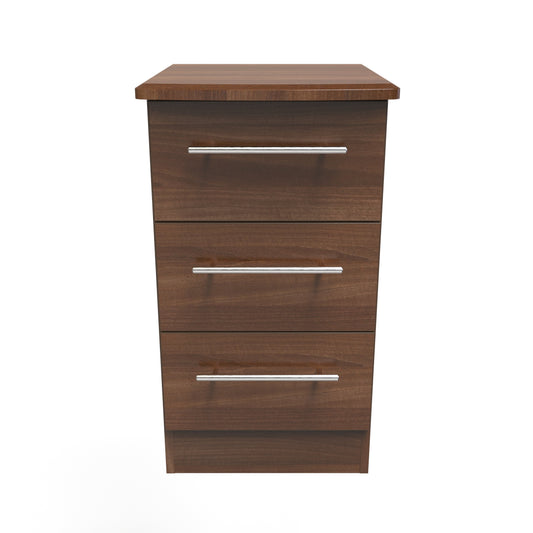 Sherwood Bedside Table Walnut 3 Drawers 40cm