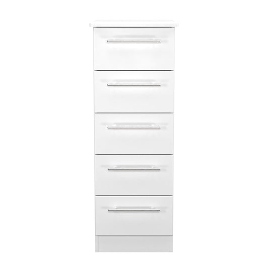 Sherwood Tall Tallboy White 5 Drawers 40cm