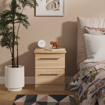 Sherwood Bedside Table Light Oak 2 Drawers 40cm