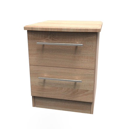 Sherwood Bedside Table Light Oak 2 Drawers 40cm
