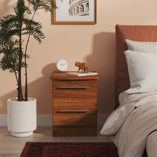 Sherwood Bedside Table Walnut 2 Drawers 40cm