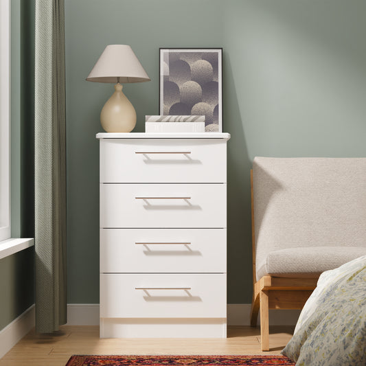 Sherwood Chest of Drawers White 4 Drawers 42cm