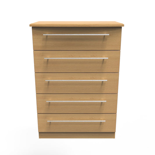 Sherwood Tall Chest of Drawers Natural 5 Drawers 77cm