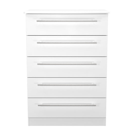 Sherwood Tall Chest of Drawers White 5 Drawers 77cm
