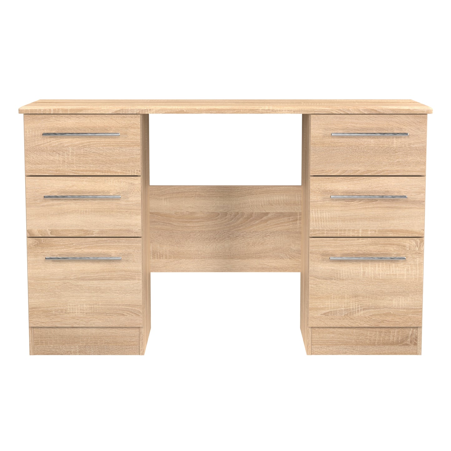Sherwood Desk Light Oak 6 Drawers 128cm