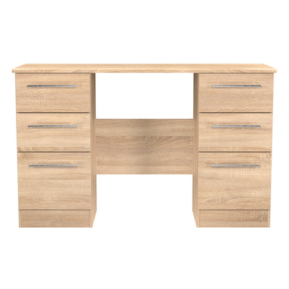 Sherwood Desk Light Oak 6 Drawers 128cm
