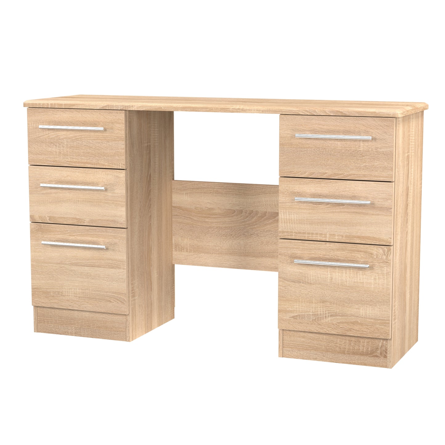 Sherwood Desk Light Oak 6 Drawers 128cm
