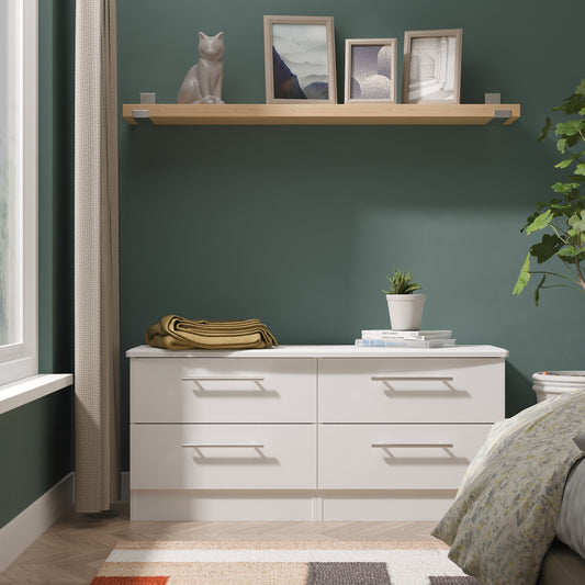 Sherwood Large Chest of Drawers White 4 Drawers 112cm