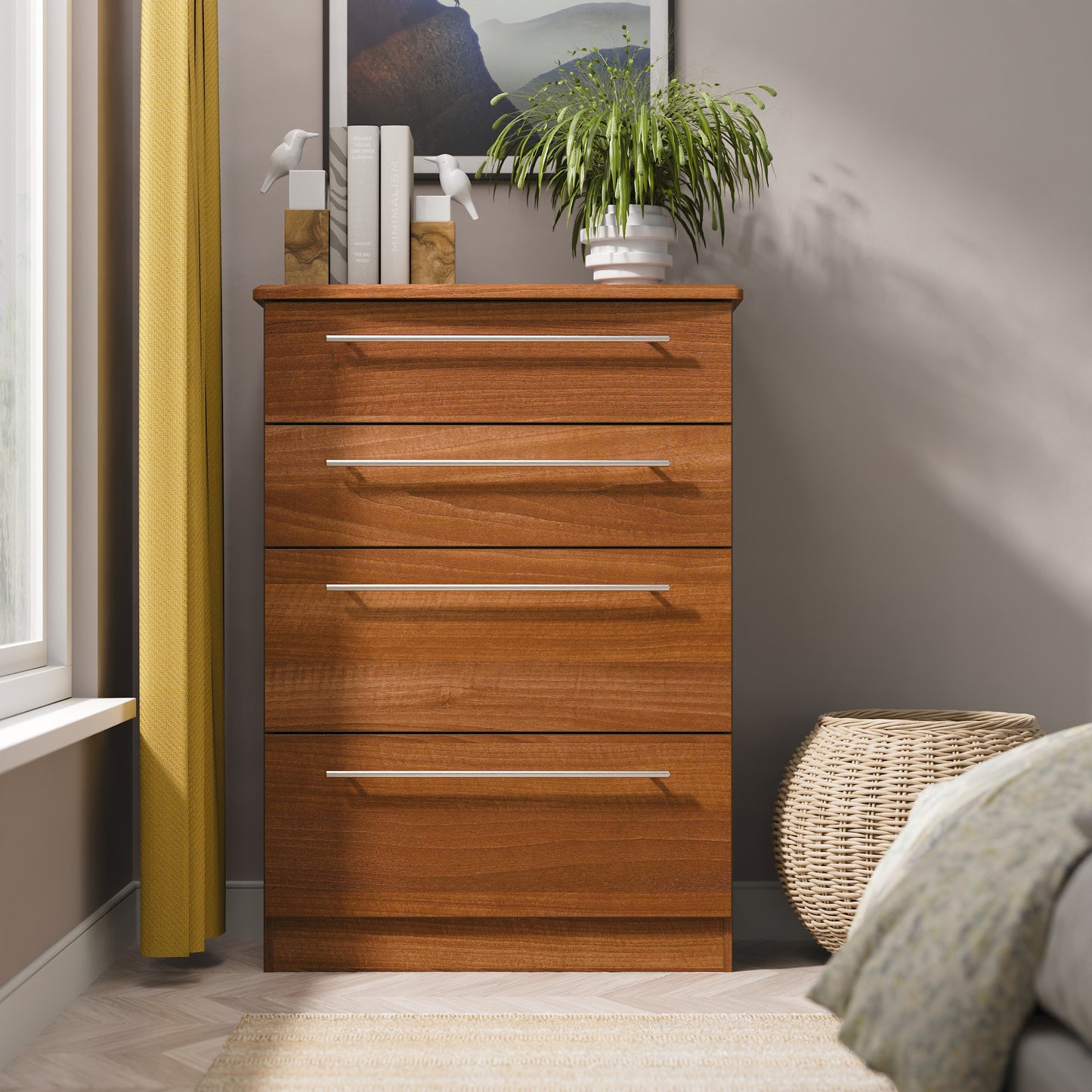 Sherwood Tall Chest of Drawers Walnut 4 Drawers 77cm