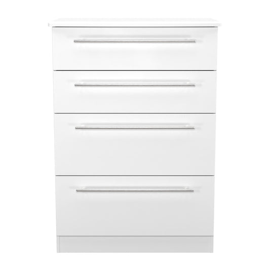 Sherwood Tall Chest of Drawers White 4 Drawers 77cm