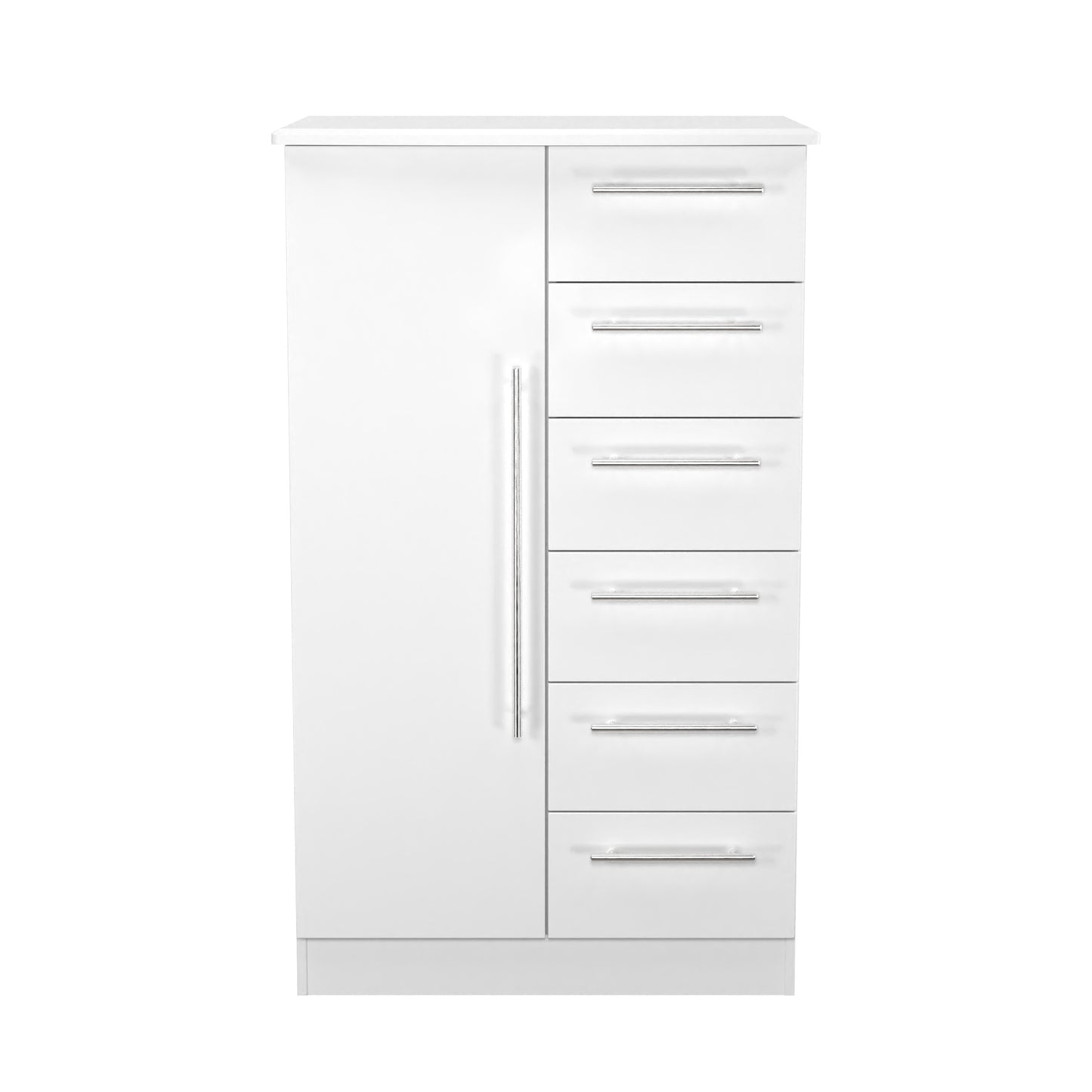 Sherwood Tall Wardrobe White 1 Door 5 Drawers 77cm