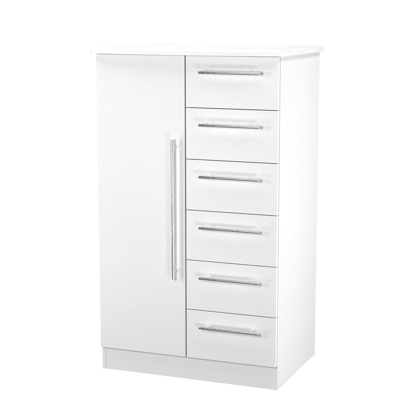 Sherwood Tall Wardrobe White 1 Door 5 Drawers 77cm