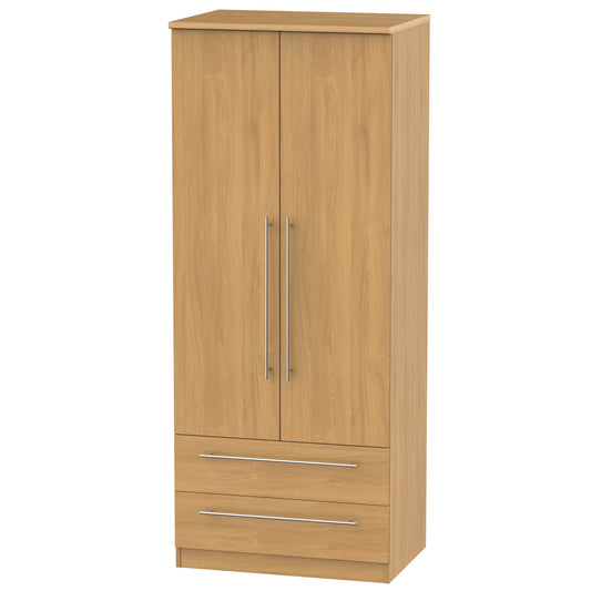 Sherwood Tall Wardrobe Natural 2 Doors 2 Drawers 74cm