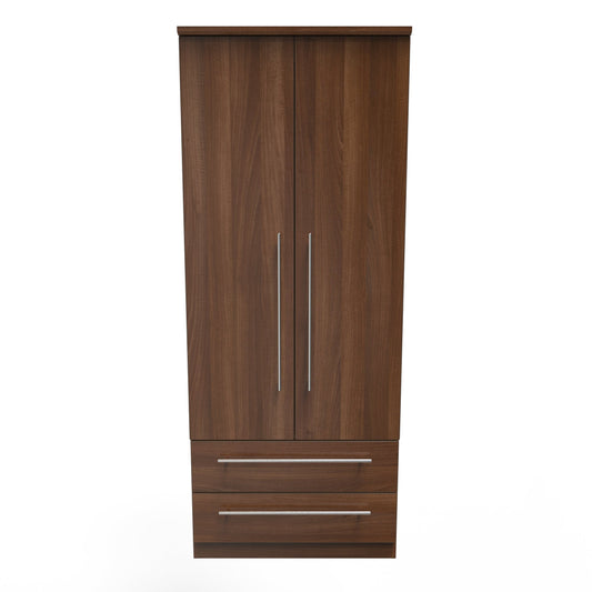 Sherwood Tall Wardrobe Walnut 2 Doors 2 Drawers 74cm