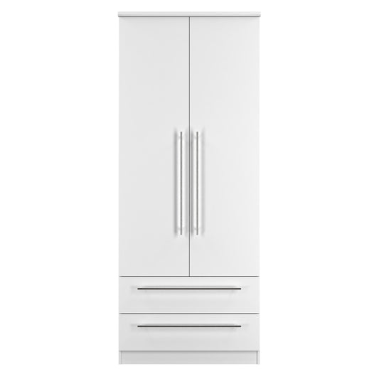Sherwood Tall Wardrobe White 2 Doors 2 Drawers 74cm