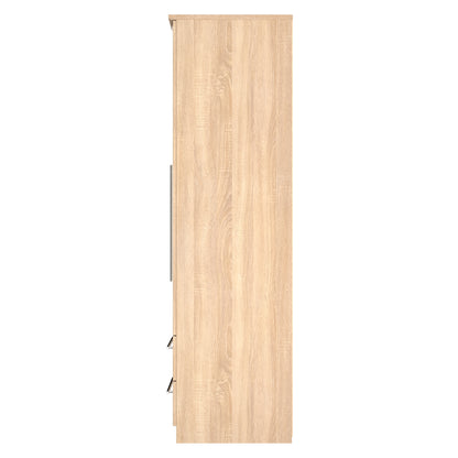 Sherwood Tall Mirror Wardrobe Light Oak 2 Doors 2 Drawers 74cm
