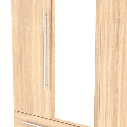 Sherwood Tall Mirror Wardrobe Light Oak 2 Doors 2 Drawers 74cm