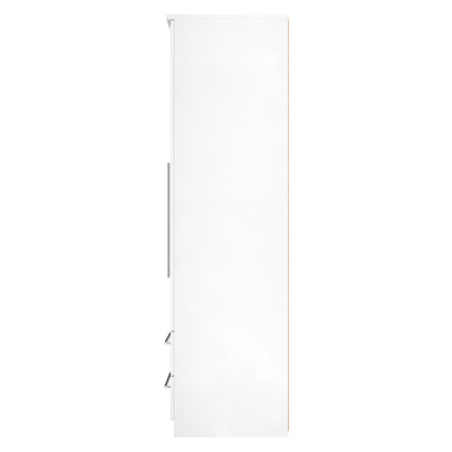 Sherwood Tall Mirror Wardrobe White 2 Doors 2 Drawers 74cm