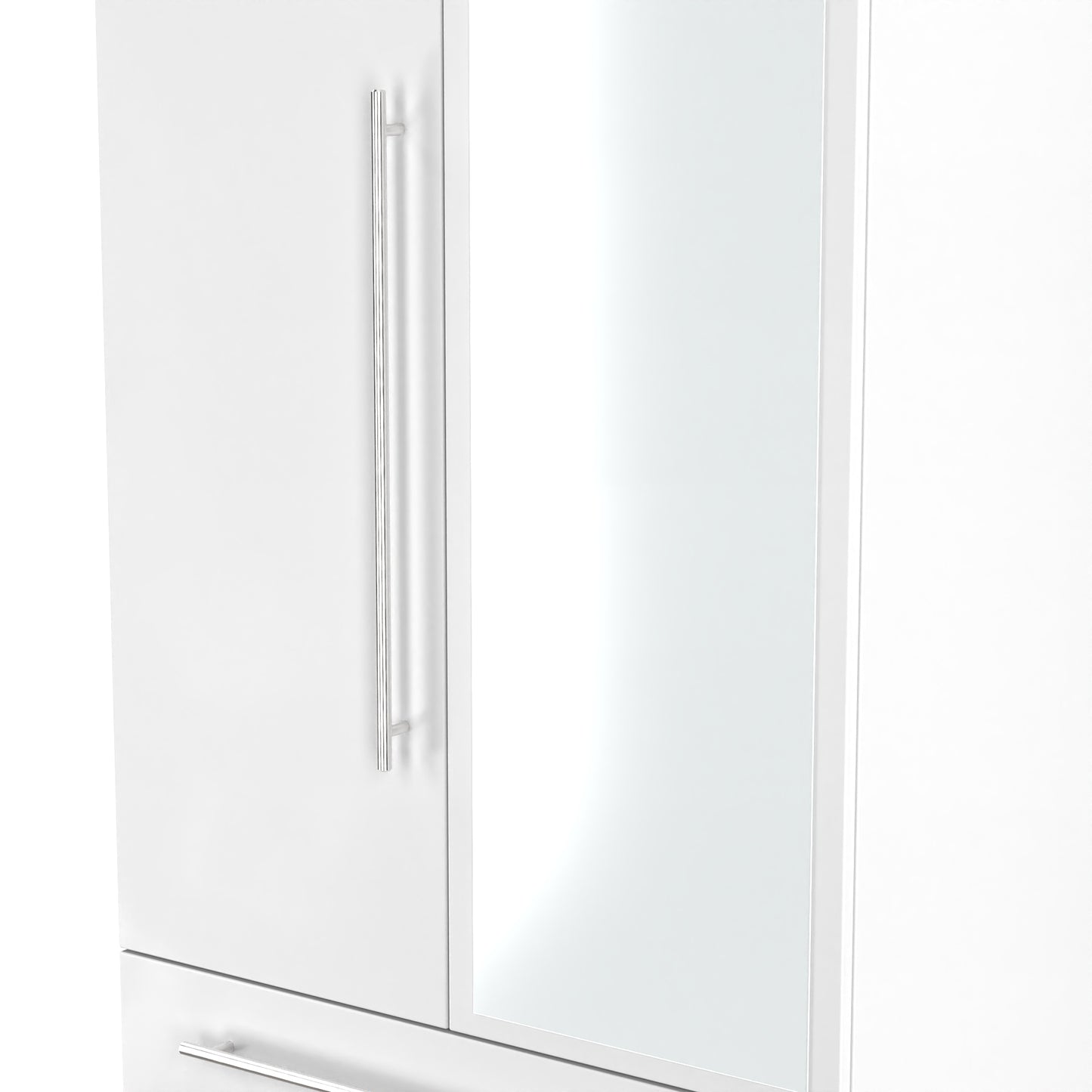 Sherwood Tall Mirror Wardrobe White 2 Doors 2 Drawers 74cm