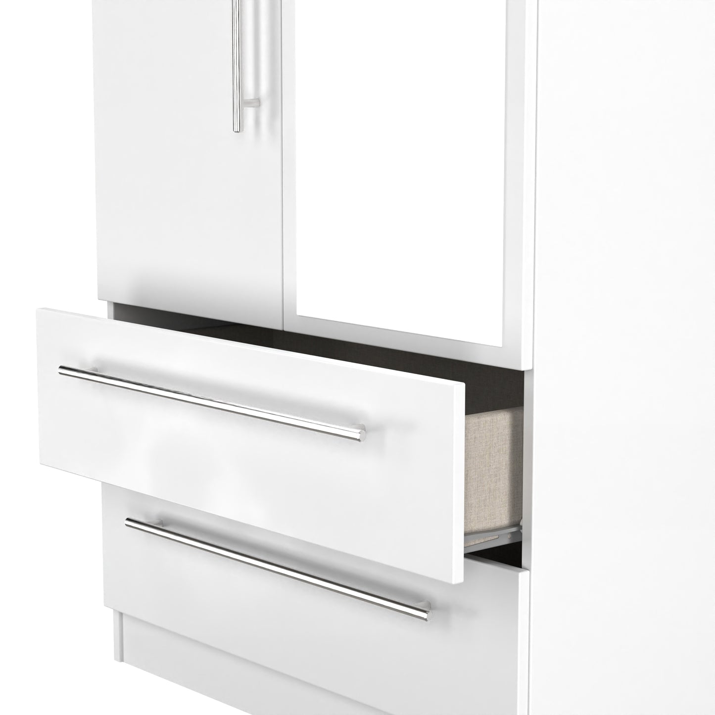 Sherwood Tall Mirror Wardrobe White 2 Doors 2 Drawers 74cm