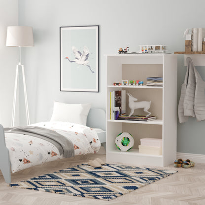 Sherwood Tall Bookcase White 3 Shelves 77cm