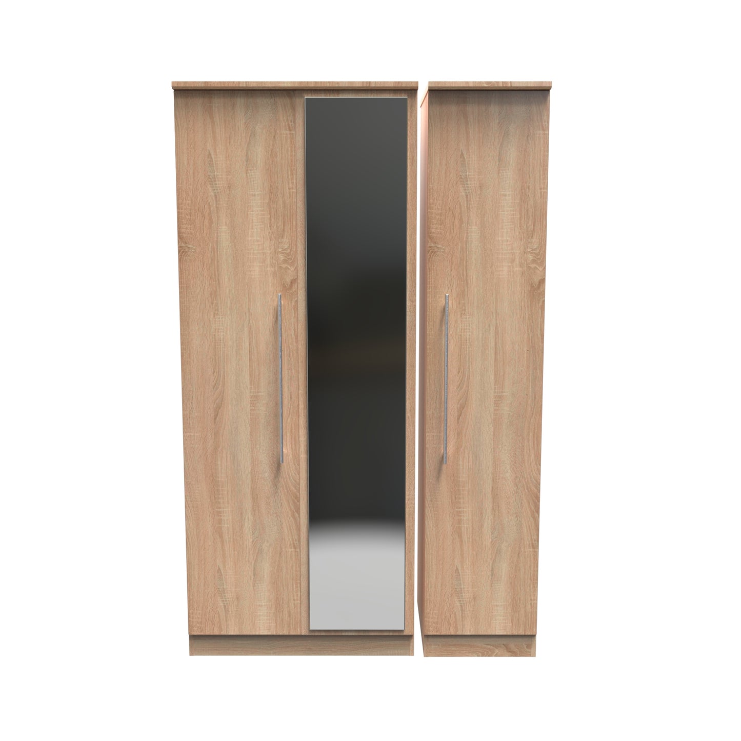 Sherwood Tall Mirror Wardrobe Light Oak 1 Shelf 111cm